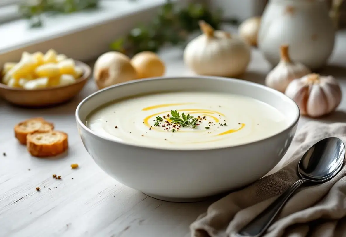 "Une de mes soupes préférées" - un velouté blanc ultra fondant, plein de goût et bon pour la santé "Une de mes soupes préférées" - un velouté blanc ultra fondant, plein de goût et bon pour la santé