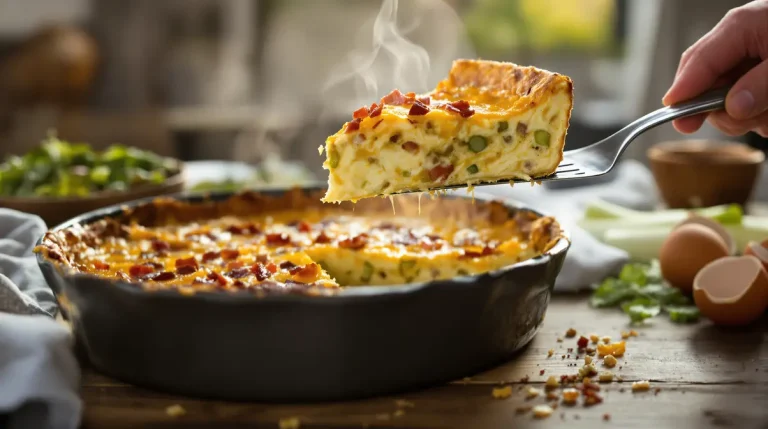 J’ai fait cette quiche sans pâte aux poireaux et lardons, simple et rapide en 5 étapes