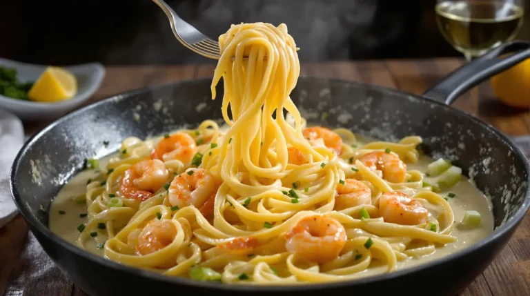Linguine aux poireaux, crème onctueuse et crevettes vraiment gourmandes Linguine aux poireaux, crème onctueuse et crevettes vraiment gourmandes